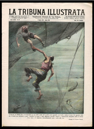 1939 * La Tribuna Illustrata (N°27) "Incidente al Porto di Savona" Revista Original