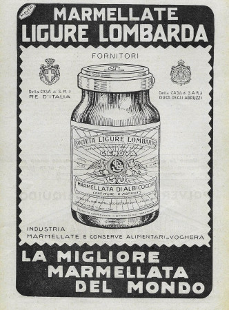 1929 * Anuncio Original "Marmellate Ligure Lombarda - La Migliore del Mondo" en Passepartout