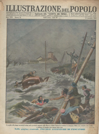 1943 * Illustrazione del Popolo (N°46) "Alluvione Murcia - Ladro Di Biciclette" Revista Original