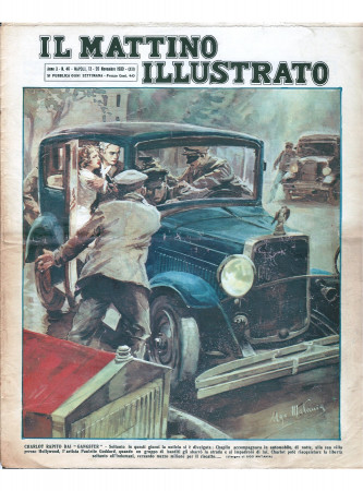 1933 * Il Mattino Illustrato (N°46) "Charlot Rapito Gangster - Guglielmo Marconi California" Revista Original