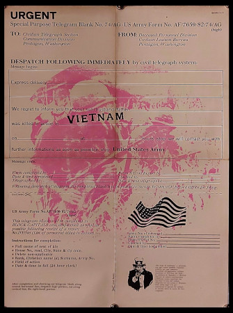 1970ca * Cartel Original "Vietnam, Killed in Action - Cessazione della Guerra" USA, Italia (B)