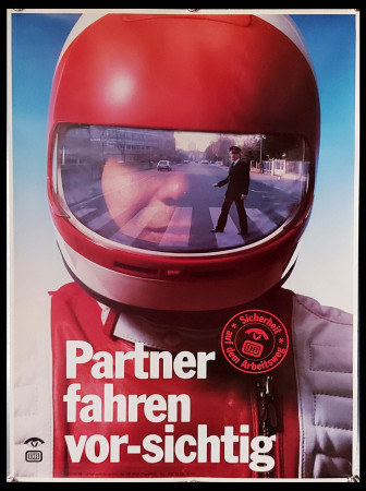 1980ca * Cartel Original "Deutsche Bahn -  Partner Fahren Vor-Sichtig" Alemania (B+)