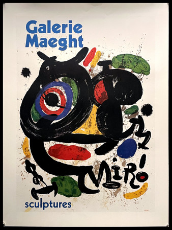 1990ca * Cartel Arte Original "Joan Miró - Galerie Maeght, Sculptures" Italia (A-)