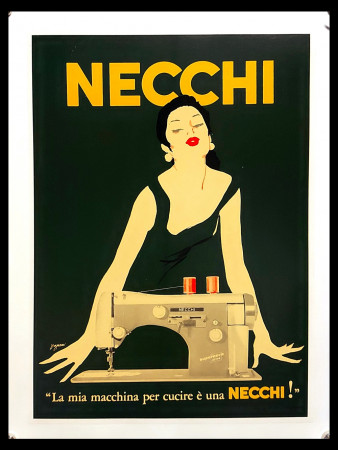 1950ca (1980) * Cartel Original "Grignani - NECCHI (Olive Green) - Seconda Edizione" Italia (A-) Sobre Lienzo