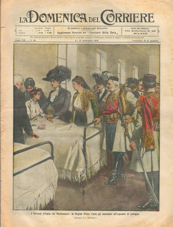1910 * Revista Histórica Original "La Domenica Del Corriere (N°36) - I Sovrani d'Italia nel Montenegro"