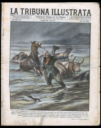 1939 * La Tribuna Illustrata (N°2) "Salvataggio Guardiano Bestiame sul Tevere" Revista Original