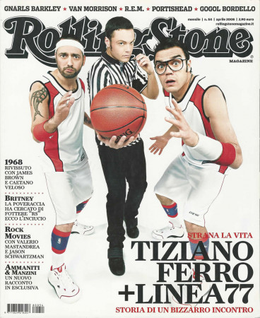 2008 (N54) * Portada de Revista Rolling Stone Original "Tiziano Ferro + Linea 77" en Passepartout