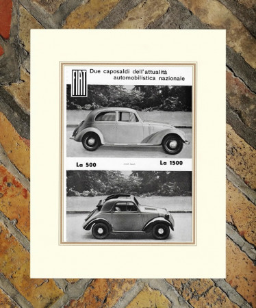 1936 * Anuncio Original "Fiat - 500 e 1500" en Passepartout