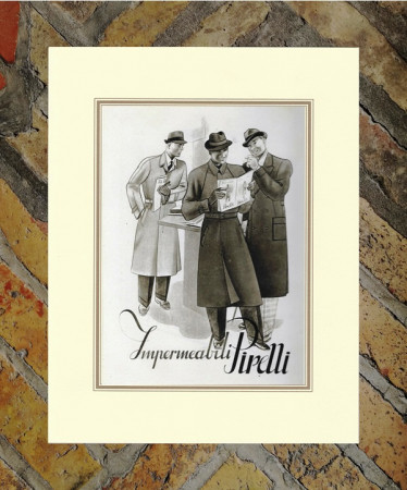 1942 * Anuncio Original "Pirelli - Impermeabili - Gentlemen" en Passepartout