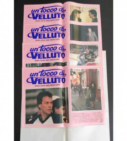 1987 * Set 4 Cartel Cine "Un Tocco Di Velluto - Michael Keaton, Maria Conchita Alonso" Comedia (A-)