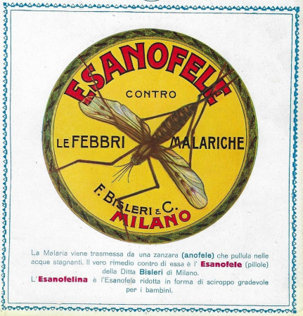 1929-30 * Anuncio Original "Esanofele Bisleri - Contro le Febbri Malariche" en Passepartout