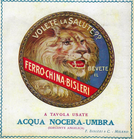 1925-30 * Anuncio Original "Ferro-China Bisleri - Acqua Nocera-Umbra" en Passepartout