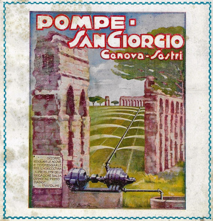 1928 * Anuncio Original "Pompe San Giorgio - Genova-Sestri - BIANCHI" en Passepartout