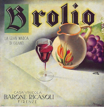 1932 * Anuncio Original "Chianti Brolio Barone Ricasoli - MINGOZZI" en Passepartout