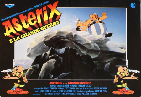 1989 * Cartel Cinematográfico "Asterix e la Grande Guerra - Obelix, Panoramix, Renè Goscinny" Animación (B+)