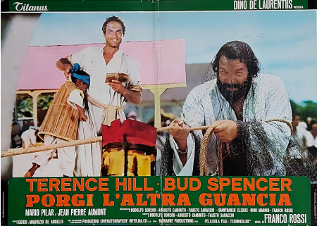 1974 * Cartel Cinematográfico "Porgi L' Altra Guancia - Bud Spencer, Terence Hill, Jean-Pierre Aumont" Comedia (B)