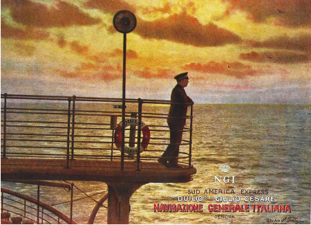 1949 * Anuncio Original "Navigazione Generale Italiana - Sud America Express - Tramonto - STUDIO TESLA" en Passepartout
