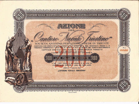 1919 * Acción “Cantiere Navale Triestino” Marrón Lire 200