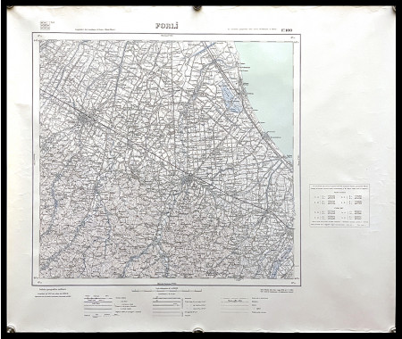1970ca * Cartel  Original "Forlì - Cartina Geografica Vecchia Mappa " Italia (B)