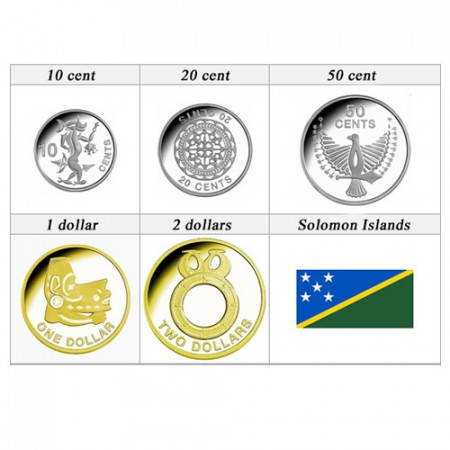 2012 * Serie 5 monedas Islas Salomón Nuevo Diseño