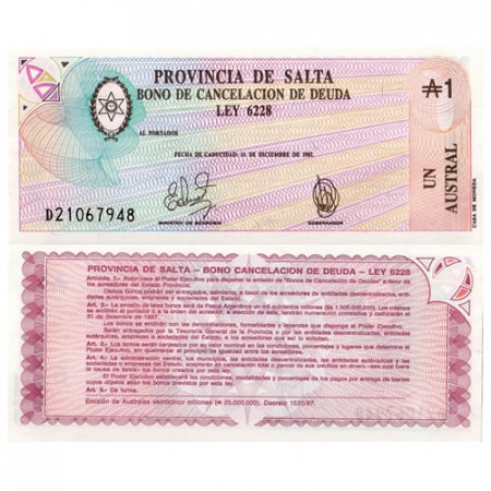 ND (1986) * Buono de Cancelacion de Deuda Argentina 1 Austral "Provincia de Salta" (pS2612) SC