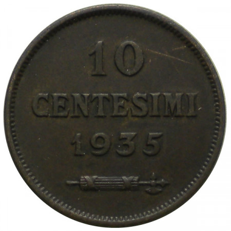 1935 * 10 Céntimos cobre San Marino "Valore" Tipo 2 EBC+