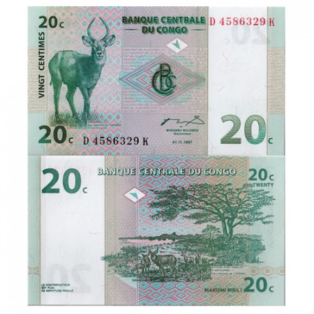 1997 * Billete Congo República Democrática 20 Centimes (p83a) SC