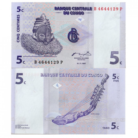 1997 * Billete Congo República Democrática 5 Centimes (p81a) SC