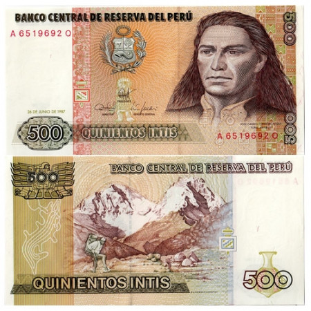 1987 * Billete Perú 500 Intis "Tupac Amaru II" (p134b) SC