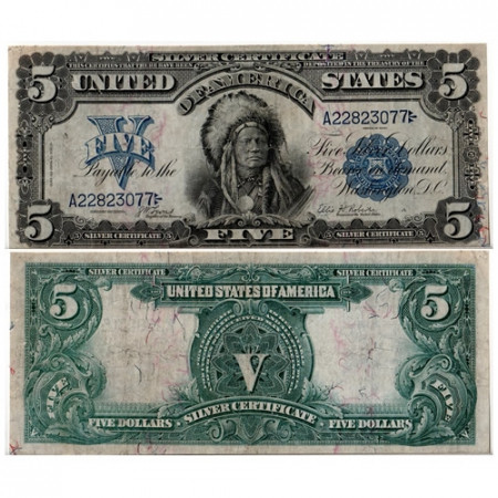 1899 * Billete Estados Unidos 5 dolars MBC+ Toro Sentado Lakhota Sioux