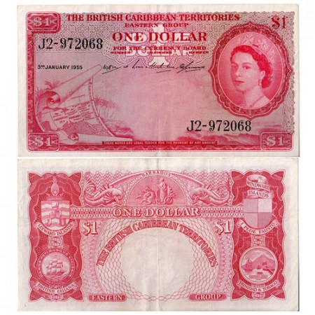 1955 * Billete Territorios Británicos del Caribe 1 dólar SC/IC