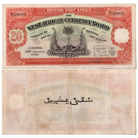 1949 * Billete África Occidental Británica 20 Chelínes MBC