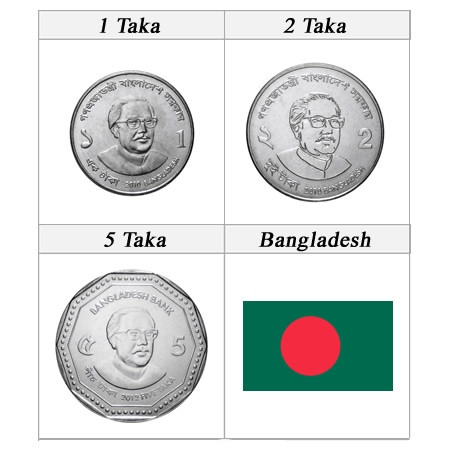 Años Mixto * set taka 3 monedas Bangladés Nuevo Diseño