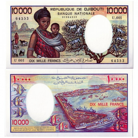 1984 * Billete Yibuti 10000 francos EBC