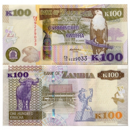 2012 * Billete Zambia 100 Kwacha "Fish Eagle" (p54a) SC