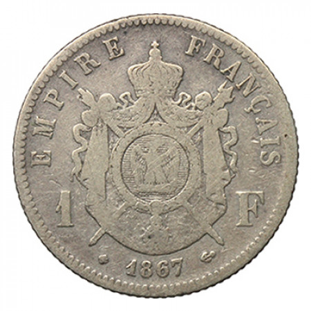 1867 BB * 1 Franco plata Francia "Napoleón III" MBC-