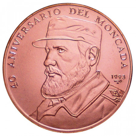 1993 * 1 peso Cuba 40°aniversario Moncada Fidel Castro