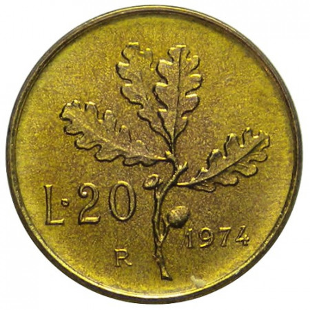 1974 * 20 Lire Italia República "Rama de Quercus" SC