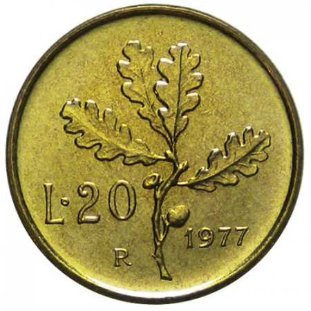 1977 * 20 Lire Italia República "Rama de Quercus" SC