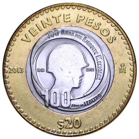 2013 * 20 pesos Mexico 100 años Ejército Mexicano