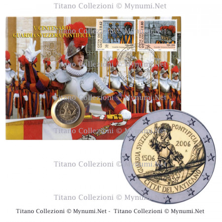 2006 * 2 euro VATICANO Guardia Suiza Busta Filatélico-Numismática 