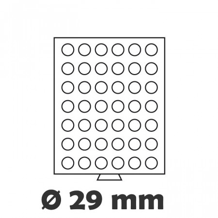 Bandejas MB para monedas 42 divisiones de 29 mm Ø, color humo * LEUCHTTURM