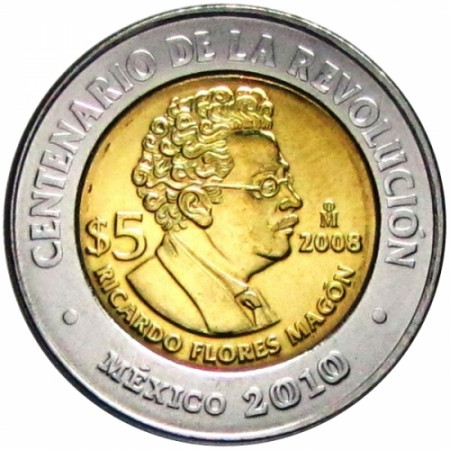 2008 * 5 Pesos Mexico - Revolución (Ricardo Flores Magon)