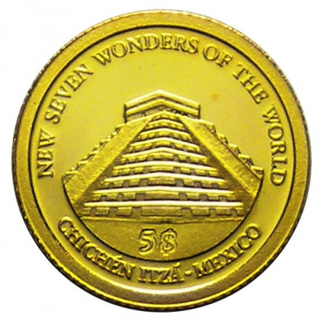 2011 * 5 Dólares oro Islas Salomón "Chichén Itzá - Mexico"