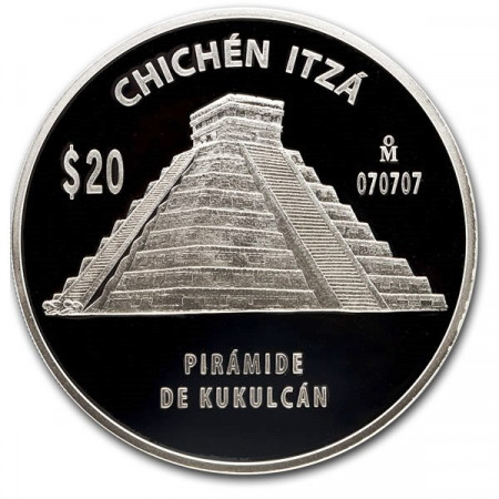 070707 (2012) * Mexico 20 Pesos 5 OZ de plata "Piramide de Kukulcans"