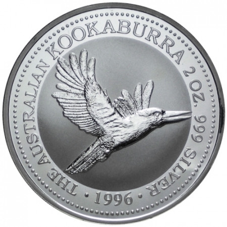1996 * 2 Dólars de plata  2 OZ Kookaburra Australia