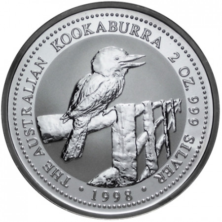 1998 * 2 Dólars de plata  2 OZ Kookaburra Australia