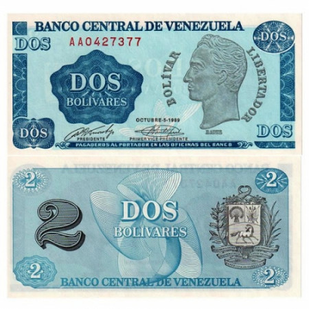 1989 * Billete Venezuela 2 Bolivares "Simón Bolívar" (p69) SC