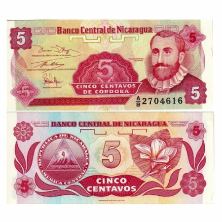 1991 * Billete Nicaragua 5 Centavos "FH Cordoba" (p168a) SC 