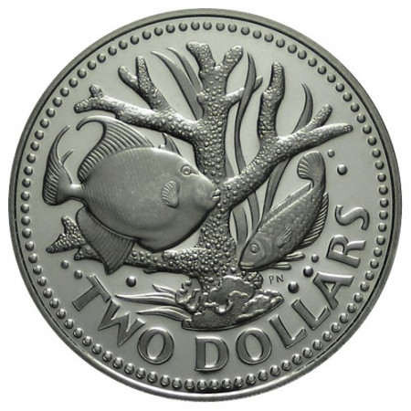1973 * 2 Dollars Barbados "Coral" (KM 15) PROOF